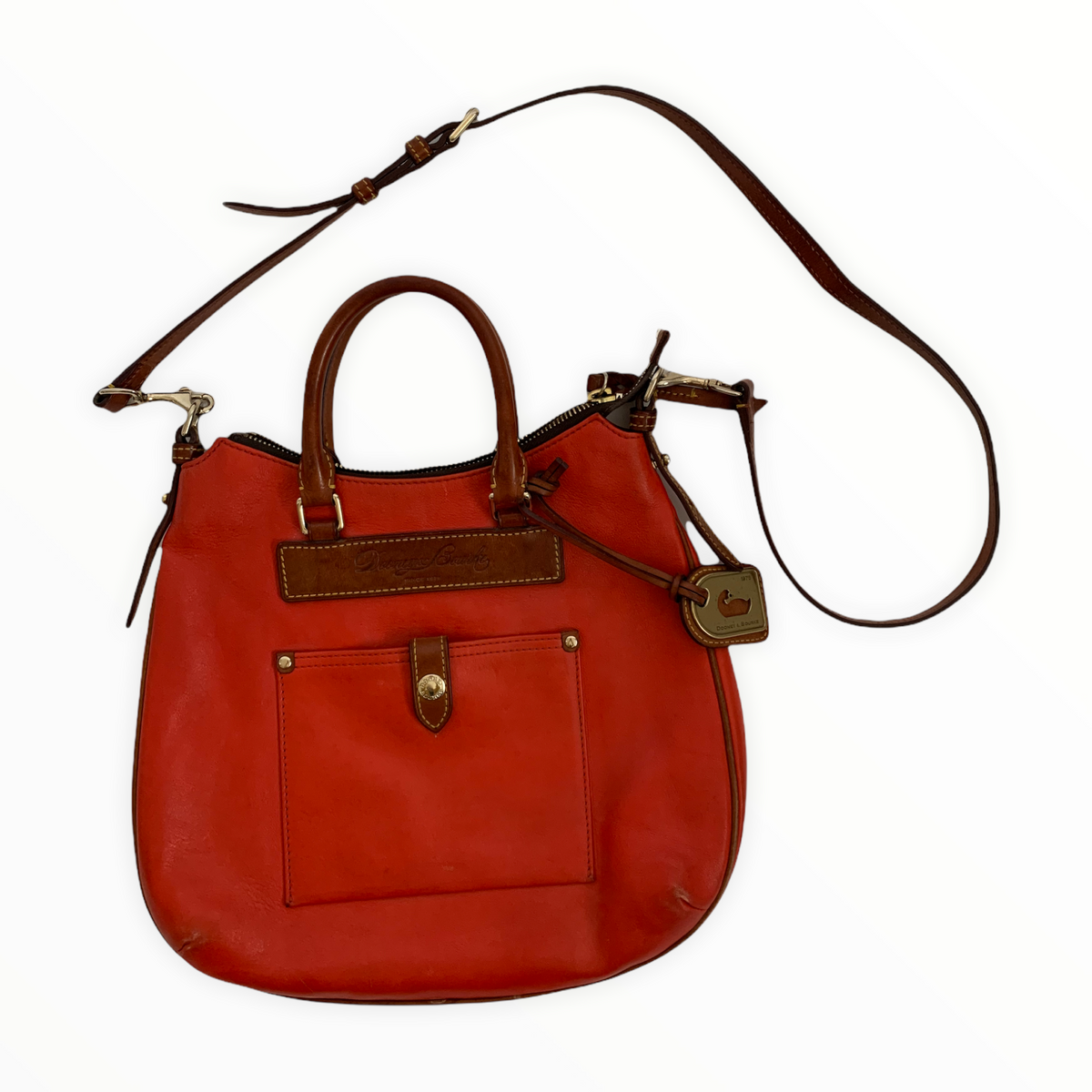 Vintage DOONEY & BOURKE Smooth Red Leather Hobo Shoulder Bag 