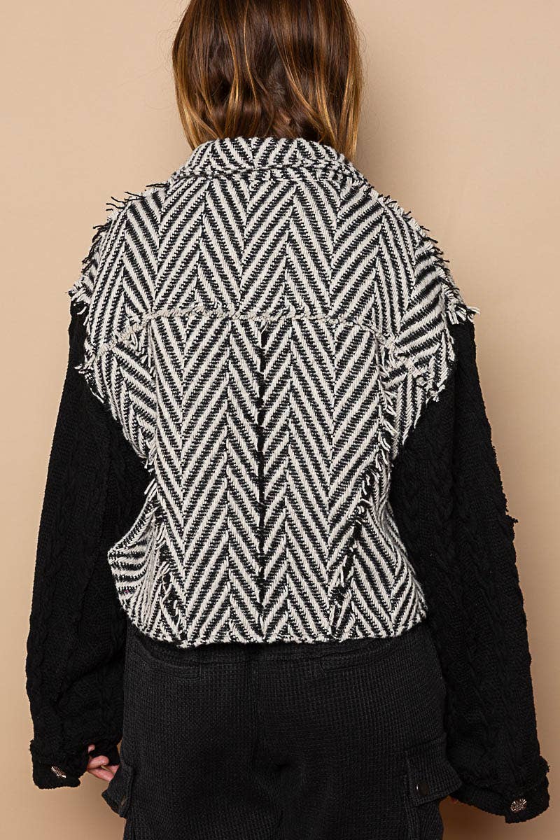 Zigzag Pattern Crop Jacket