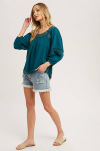 Teal Boho Blouse