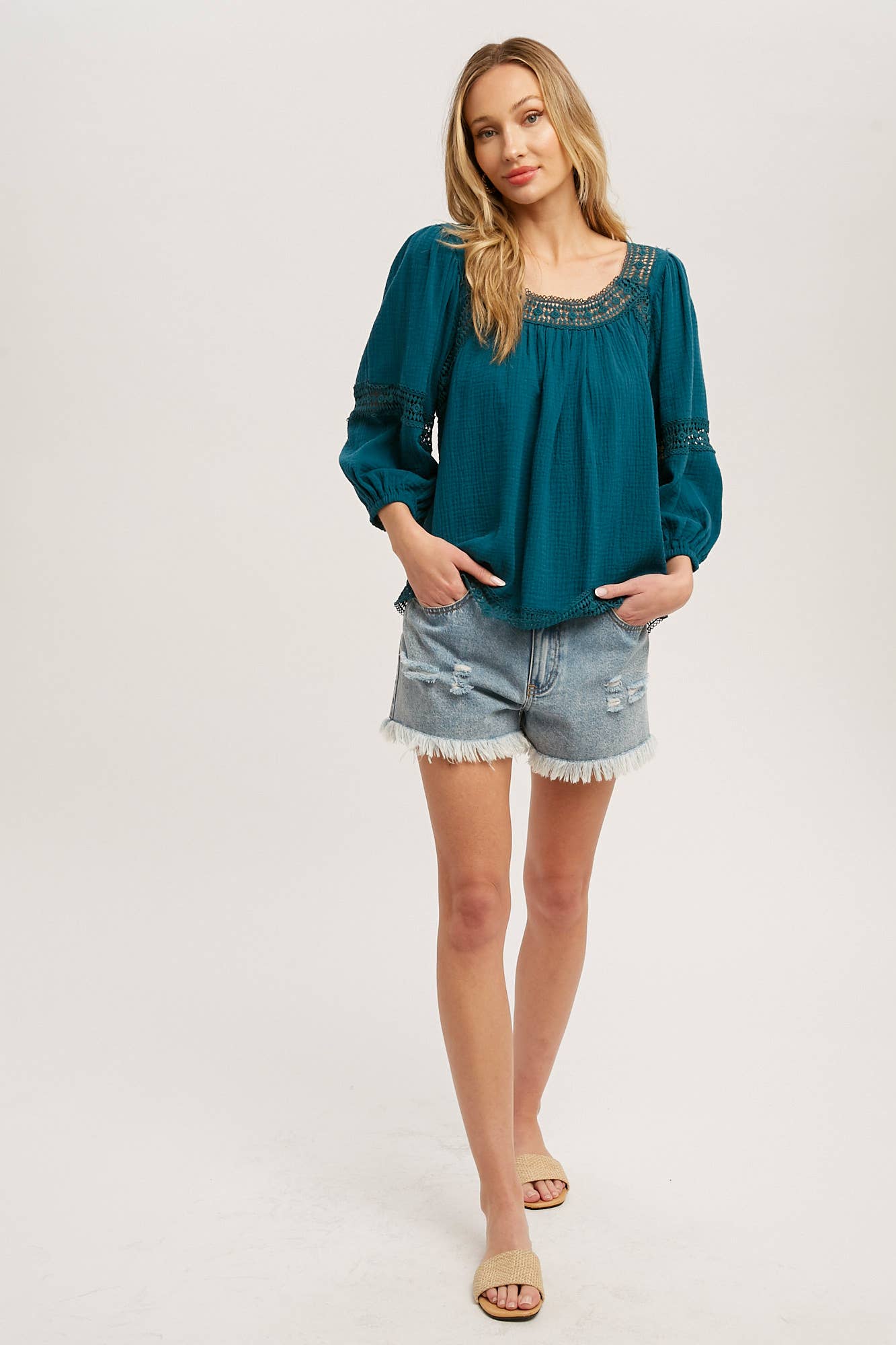 Teal Boho Blouse
