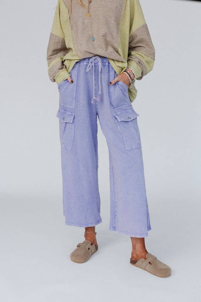 Cargo Wide Leg Pants - Lavender