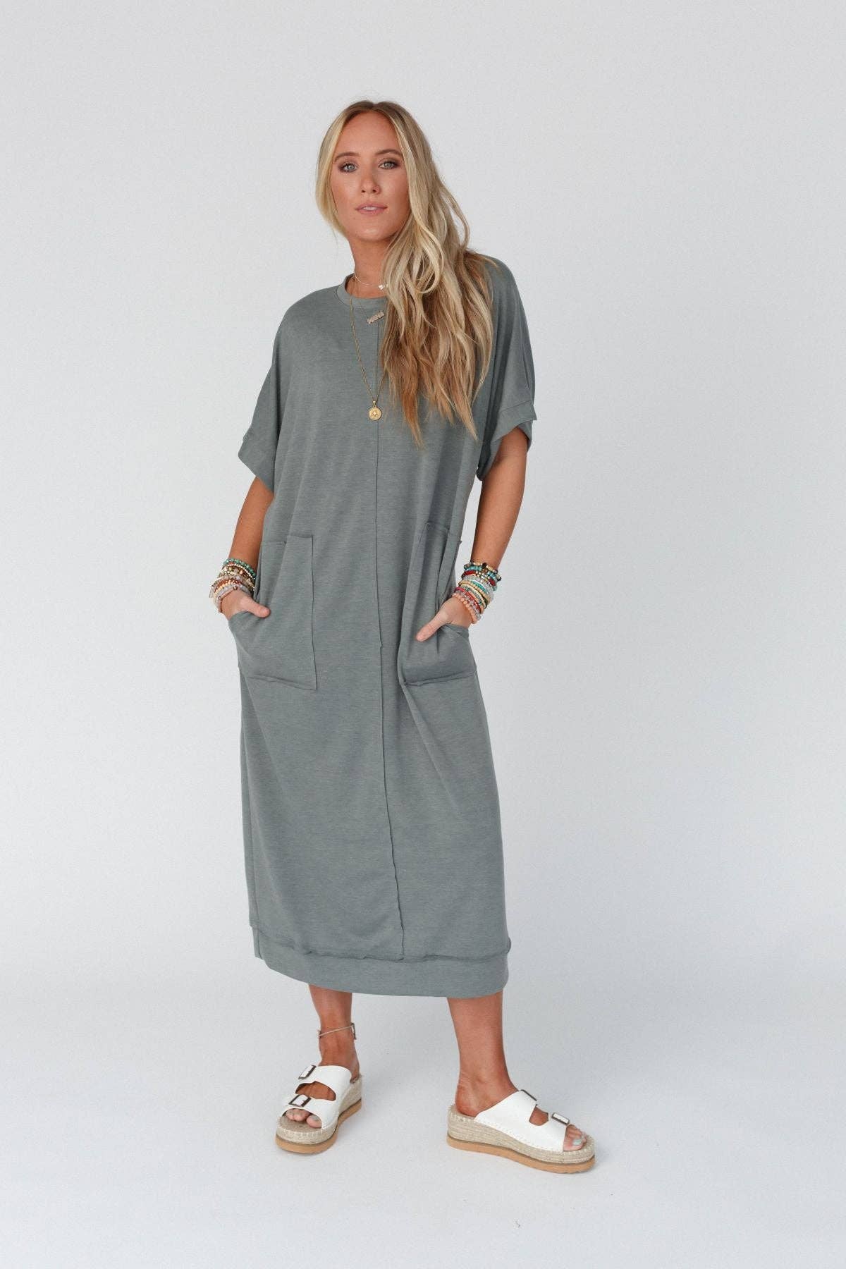 Laurel Short Sleeve Maxi Dress - Olive