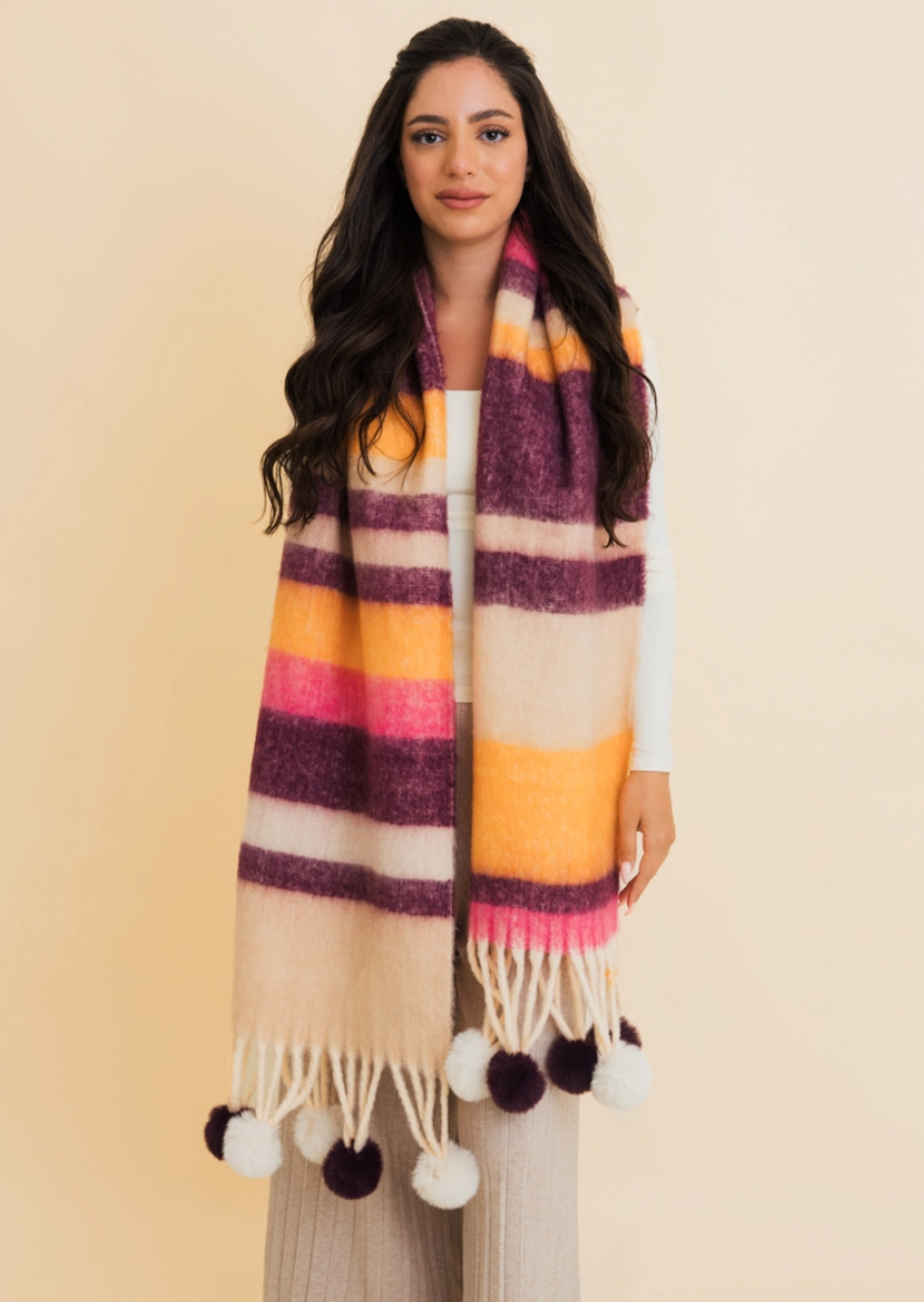 Pom Pom Fringe Scarf