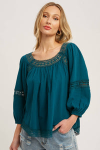 Teal Boho Blouse