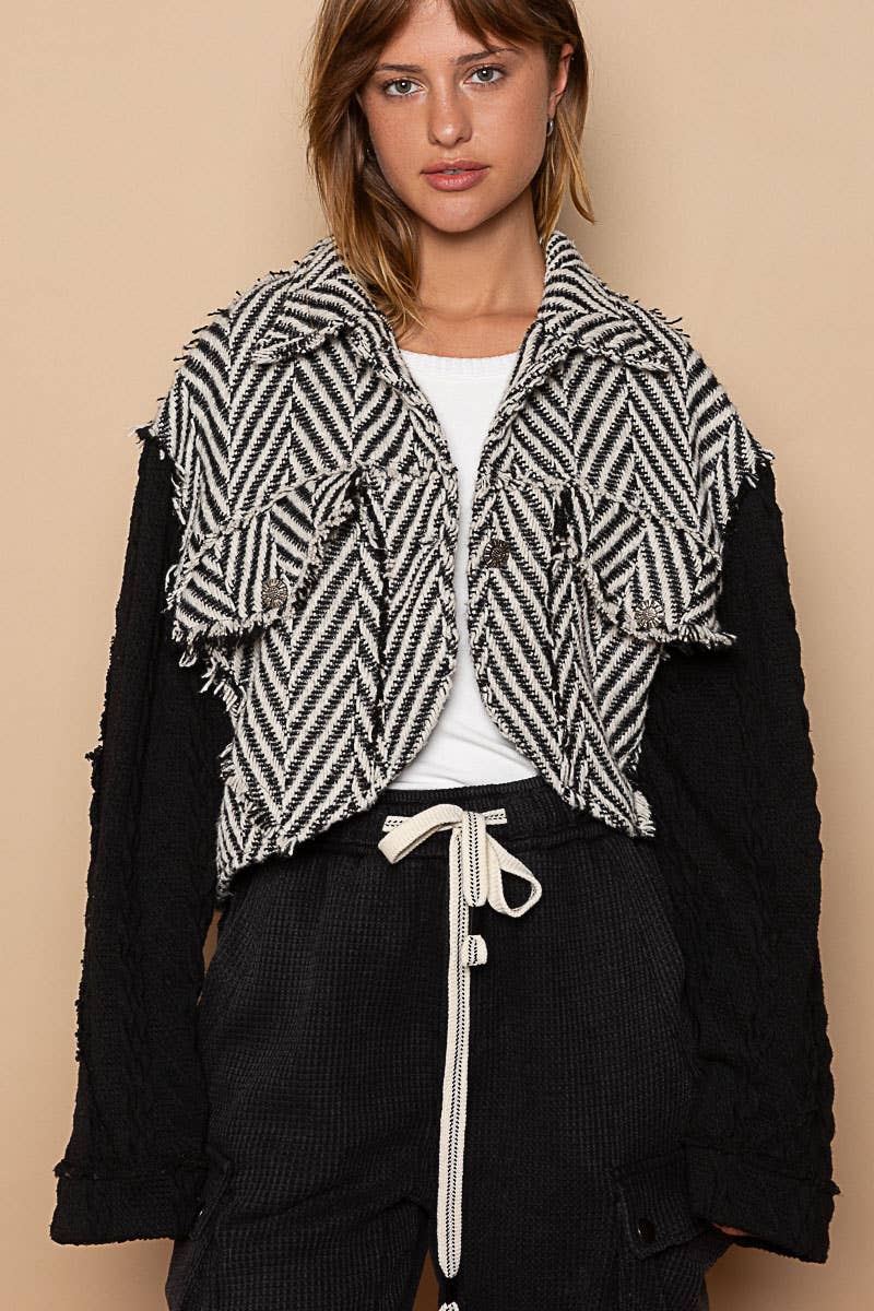 Zigzag Pattern Crop Jacket