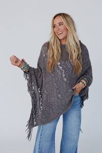 Sea Beyond Lace Poncho - Gray