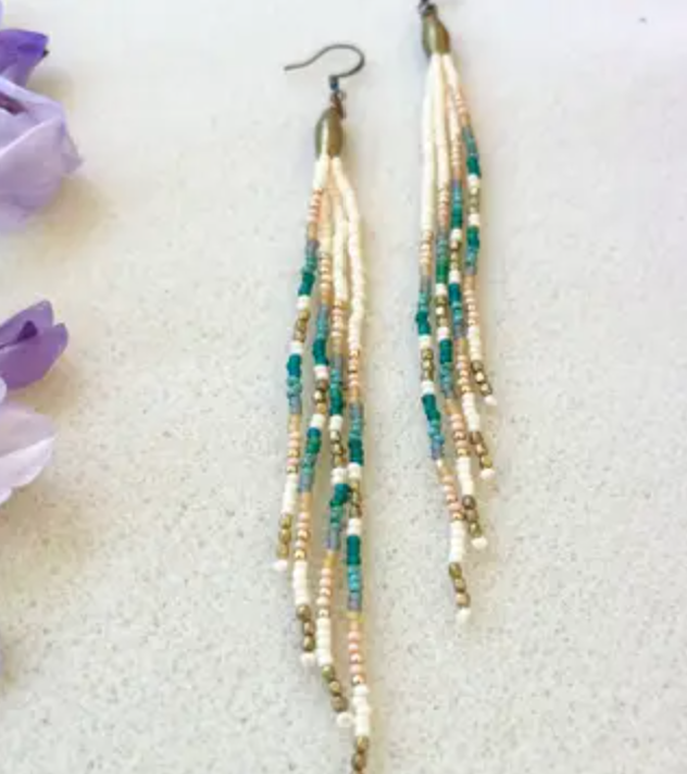 Boho Beaded Fringe Earrings