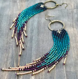 Peacock Ombre Beaded Earrings