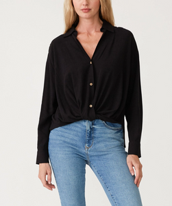 L/S Twist Front Button Up Blouse