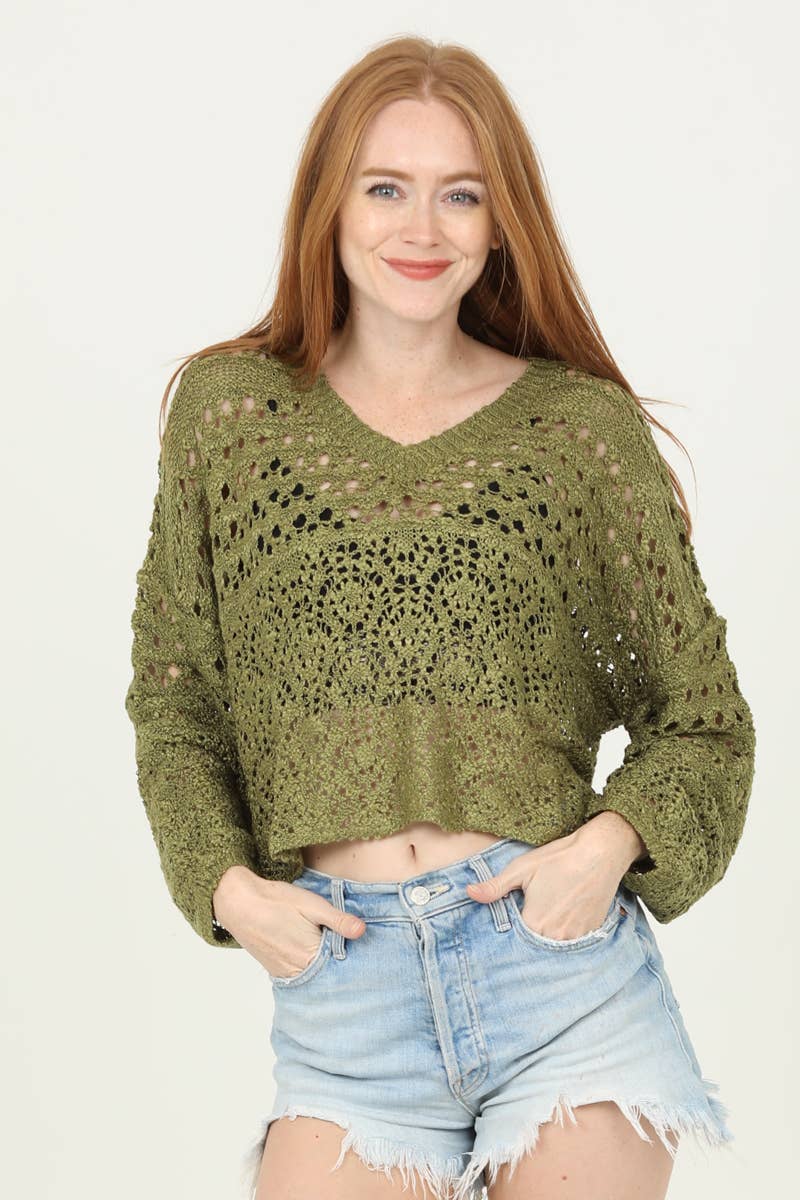 Open Knit Crochet Sweater