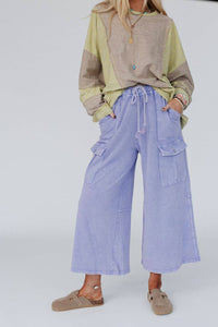 Cargo Wide Leg Pants - Lavender