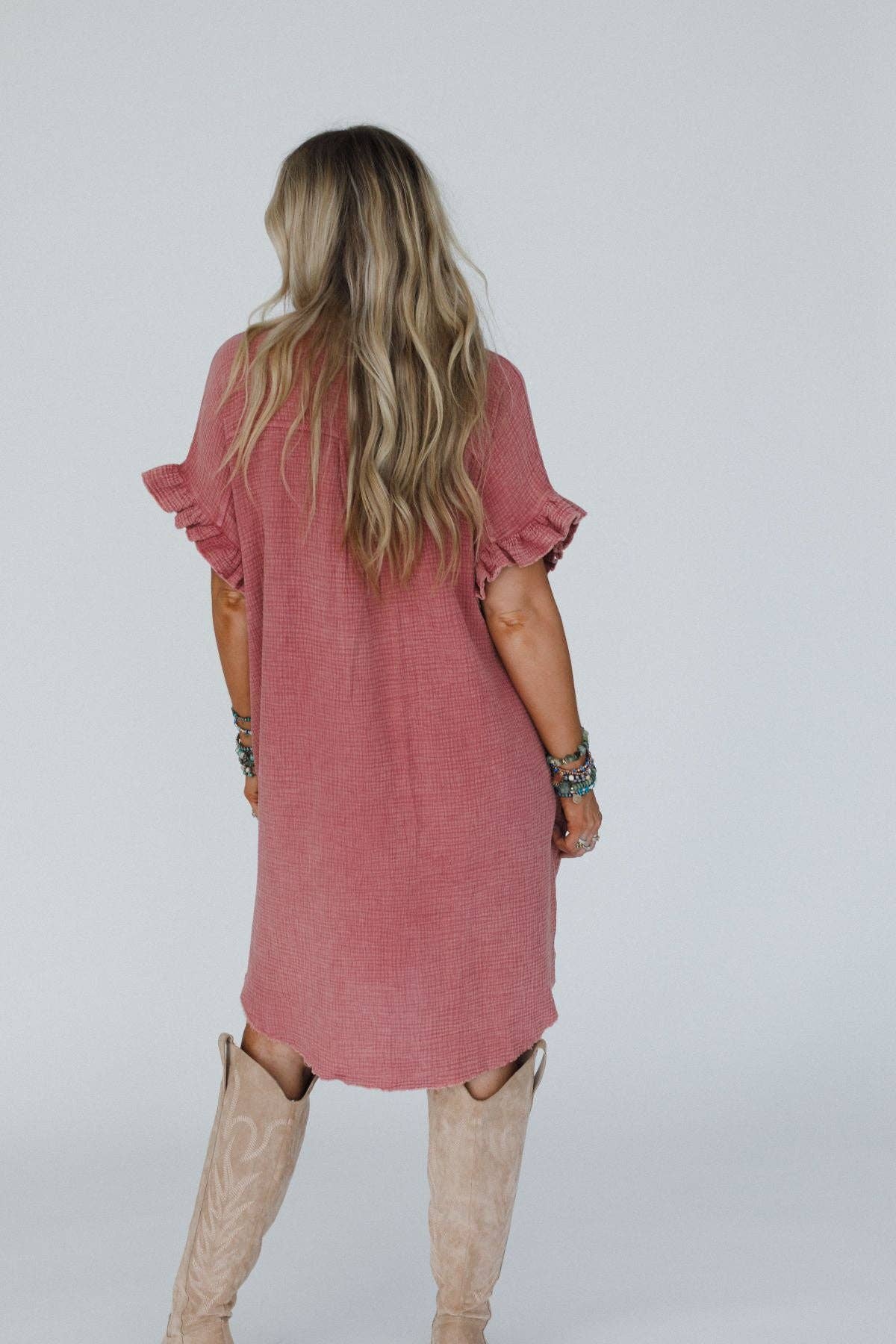 Heavenly Days Button Up Dress - Brick