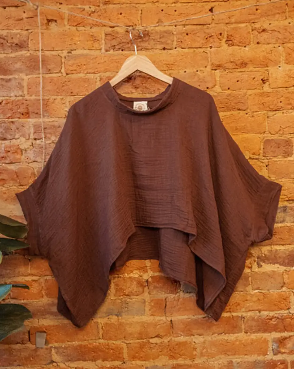 Bamboo Organic Cotton Flowy Tee - Brown