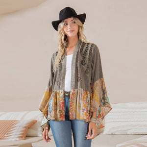 Boho Patchwork Open Shrug