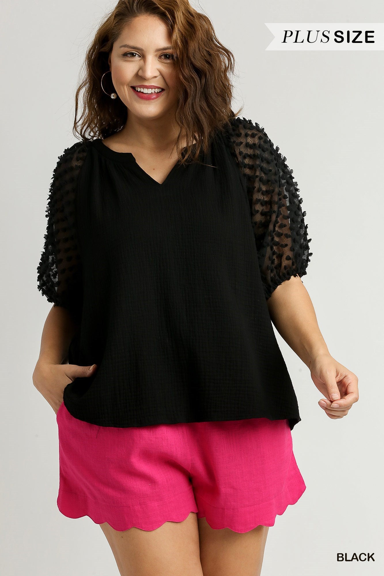 Pom Puff Sleeve Top