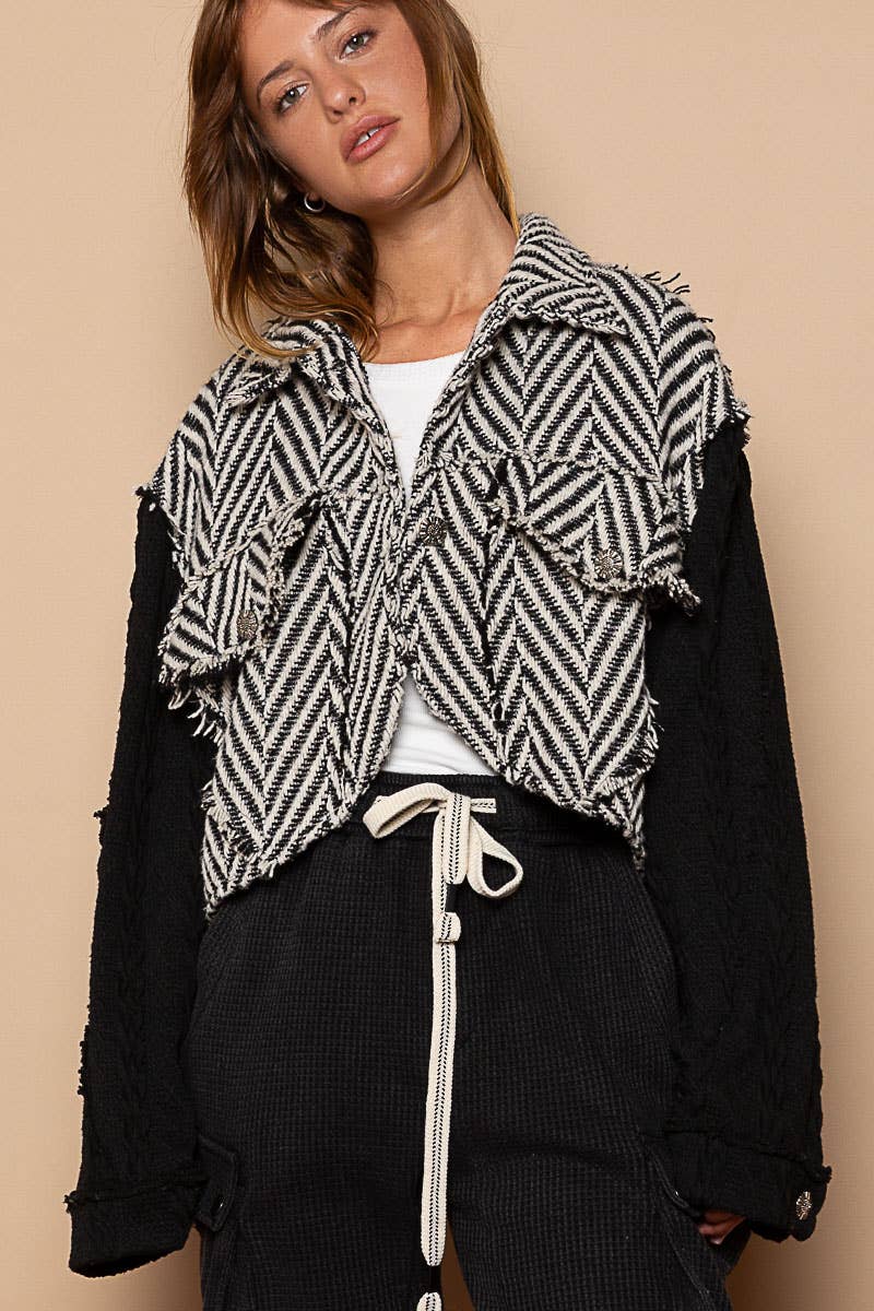 Zigzag Pattern Crop Jacket