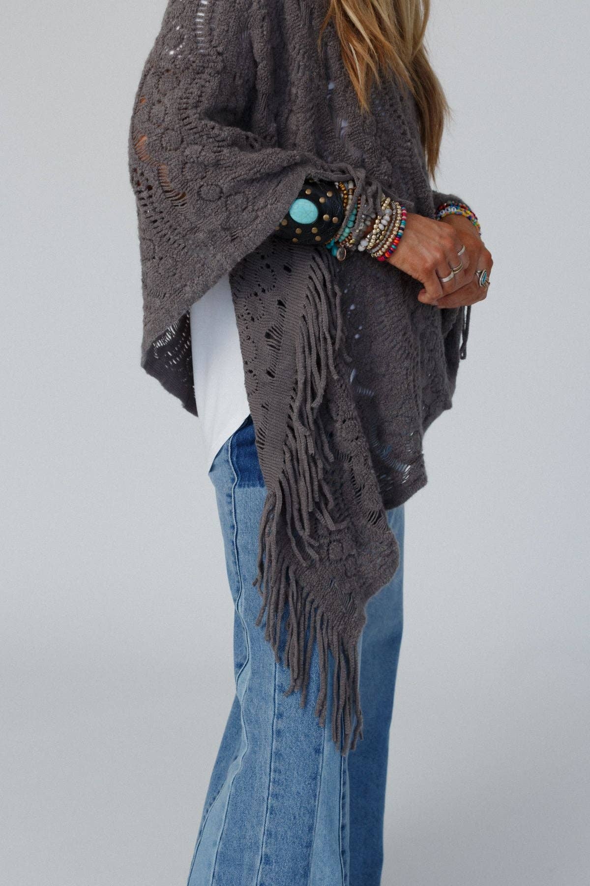 Sea Beyond Lace Poncho - Gray