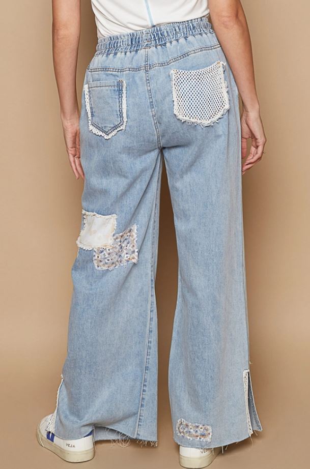 Wide Leg Denim w/Crochet Embelishments