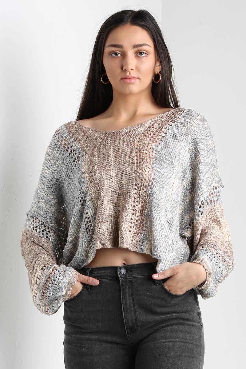 Lightweight Open Knit Crop Sweater