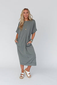 Laurel Short Sleeve Maxi Dress - Olive