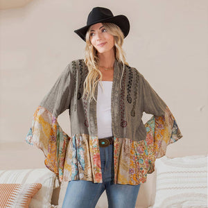 Boho Patchwork Open Shrug