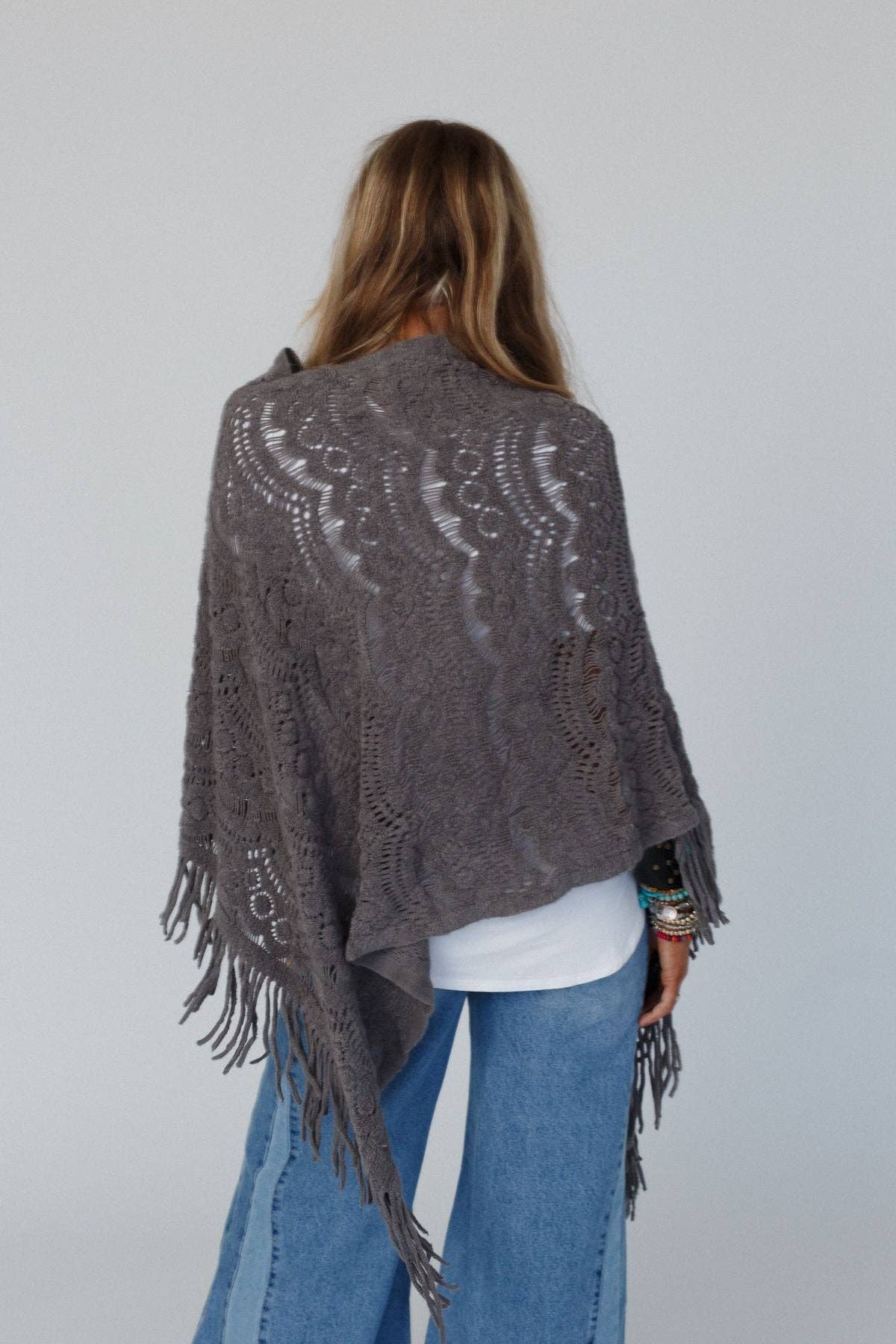 Sea Beyond Lace Poncho - Gray