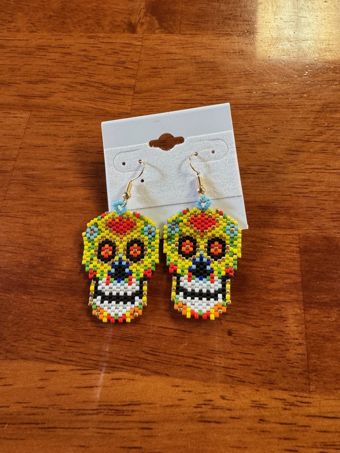 Yellow Sugar Skull Earrings