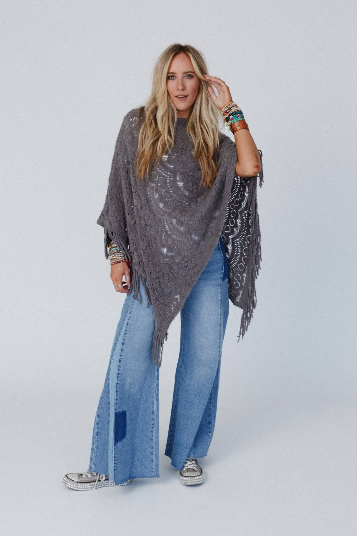 Sea Beyond Lace Poncho - Gray