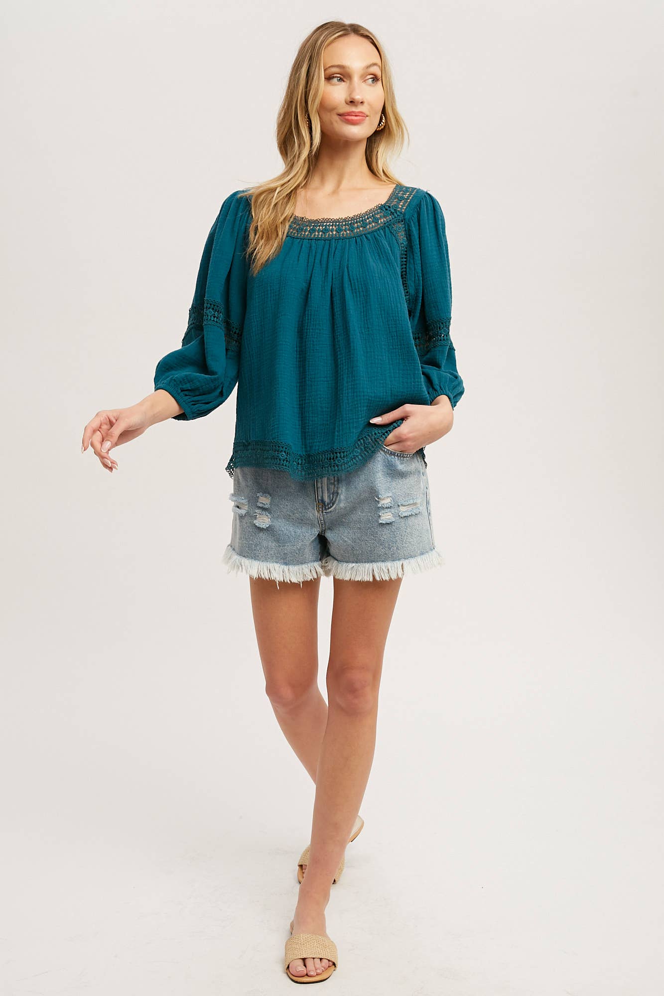 Teal Boho Blouse