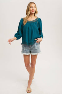 Teal Boho Blouse