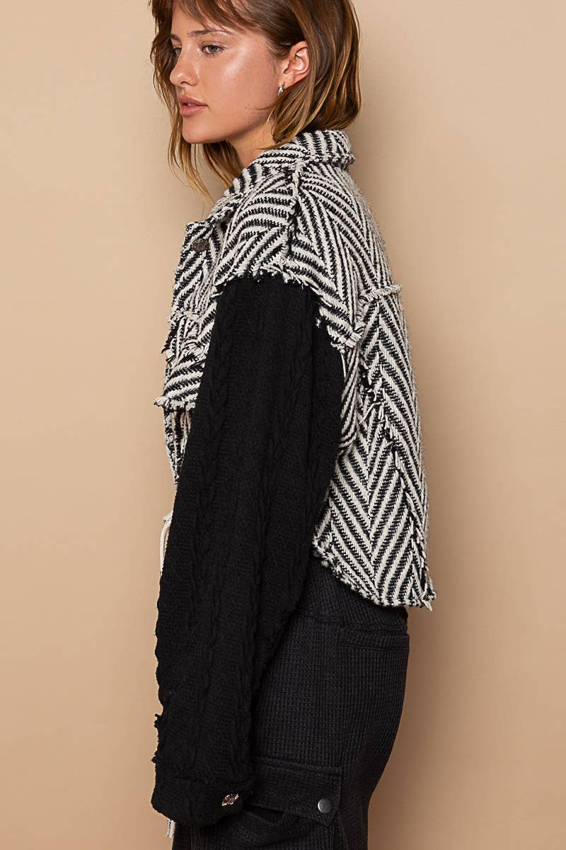 Zigzag Pattern Crop Jacket