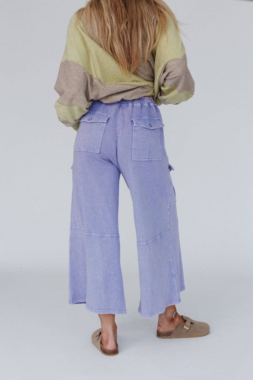 Cargo Wide Leg Pants - Lavender