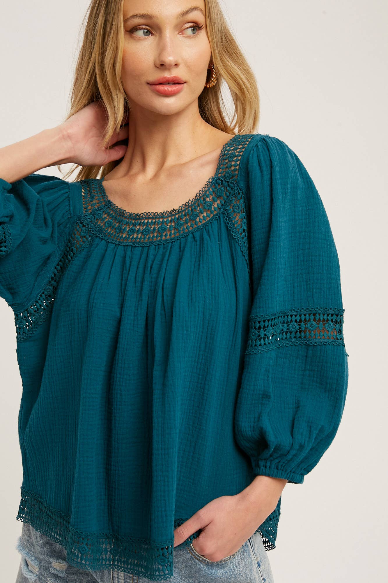 Teal Boho Blouse