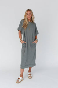 Laurel Short Sleeve Maxi Dress - Olive