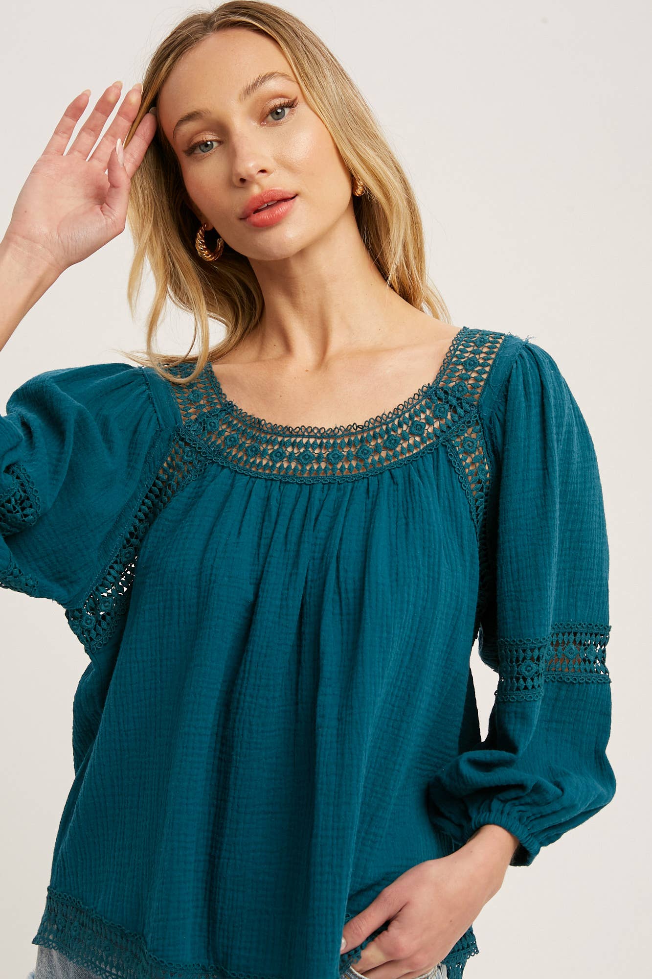 Teal Boho Blouse
