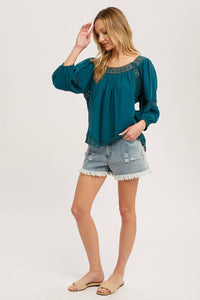 Teal Boho Blouse