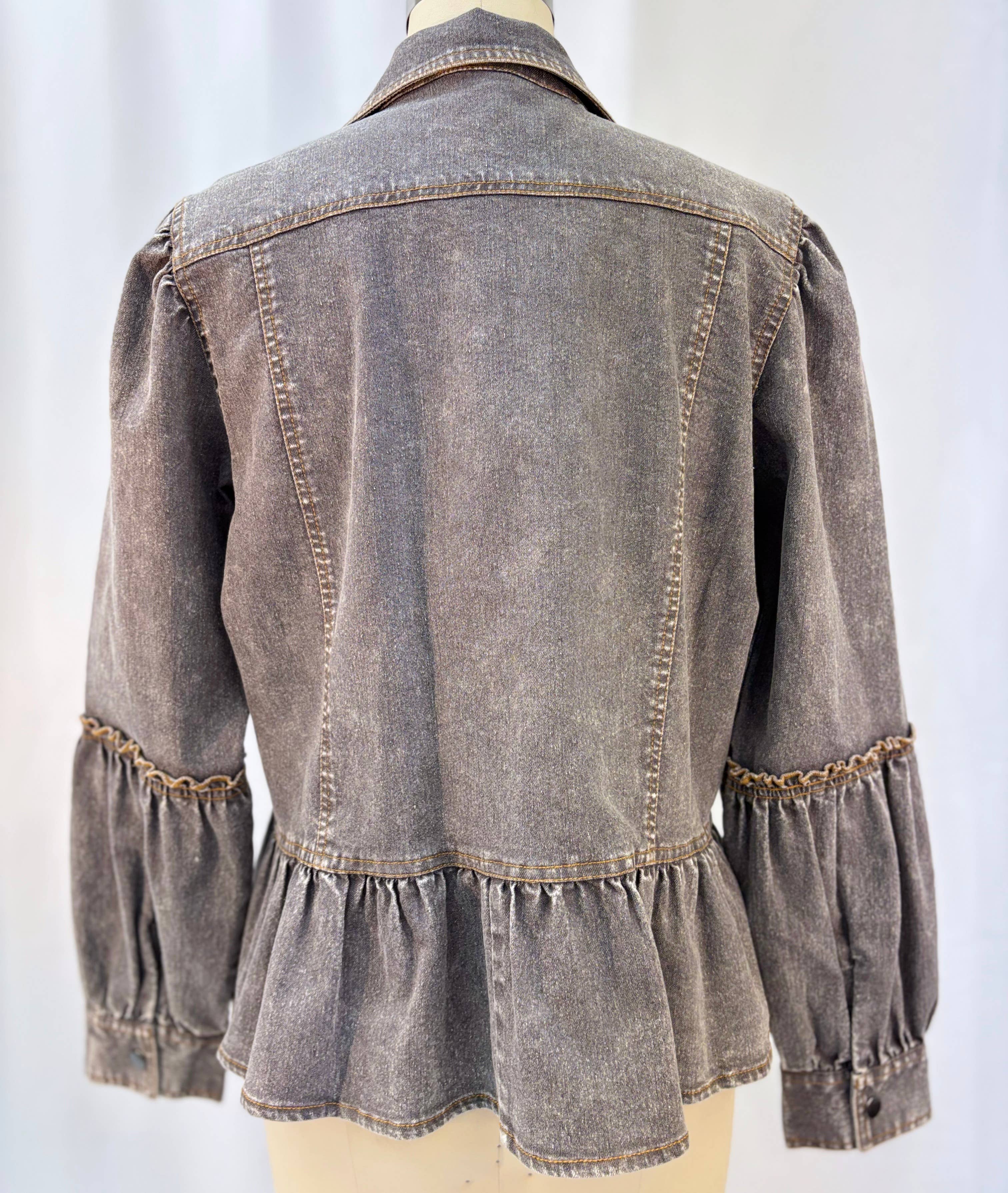 Ruffled Detail Denim Jacket