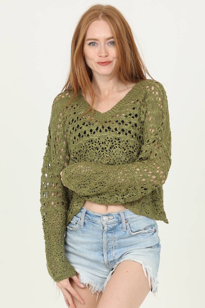 Open Knit Crochet Sweater
