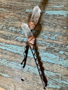 Quartz Wrapped Hair Pins