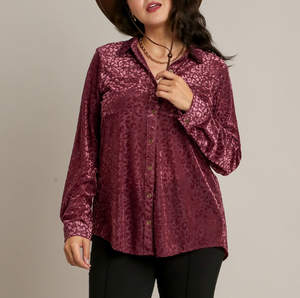 Velvet Animal Print Button Up