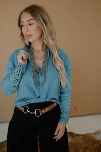 Embellished Denim Shirt Jacket