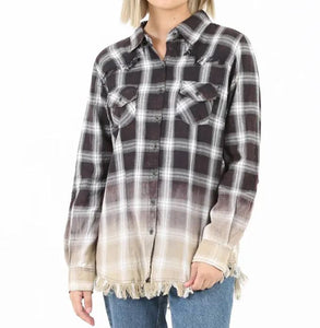 Ombre Plaid Button Up