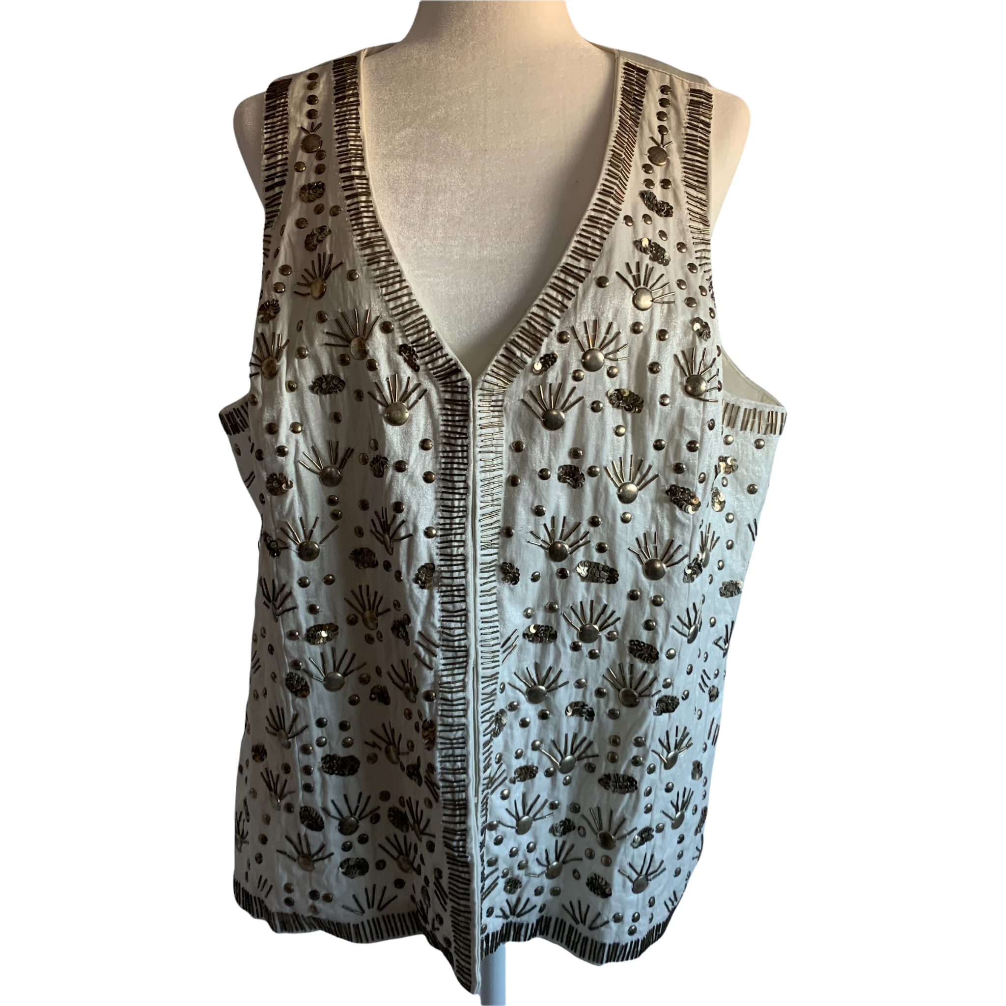 Chico's Vest with Gold Metal Embellishment