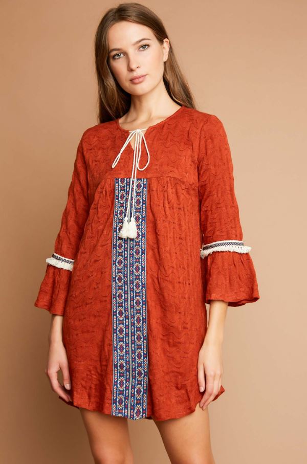 Crochet Detail Tassle Dress - Small